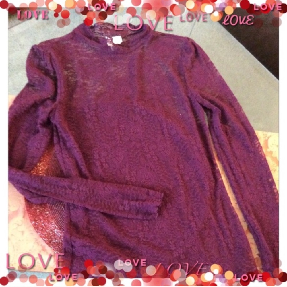 Free People Lace Burgundy Top